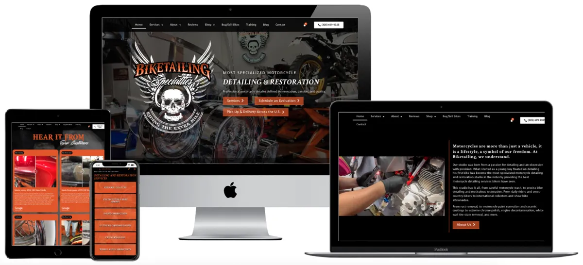 Biketailing Specialties Website Screenshot