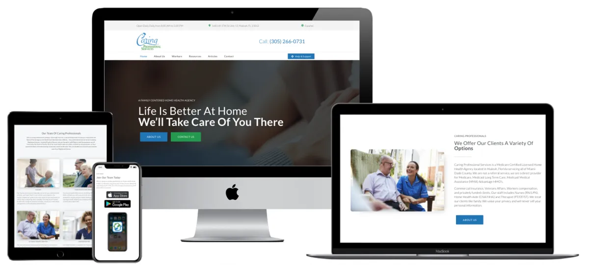 Caring Professional Services Website Screenshot